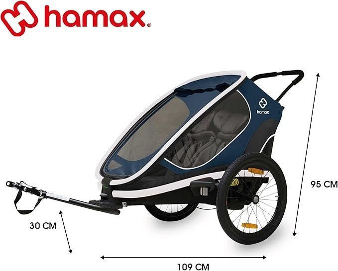 Remorque velo enfant 2 places Hamax Outback - navy / white – Image 4