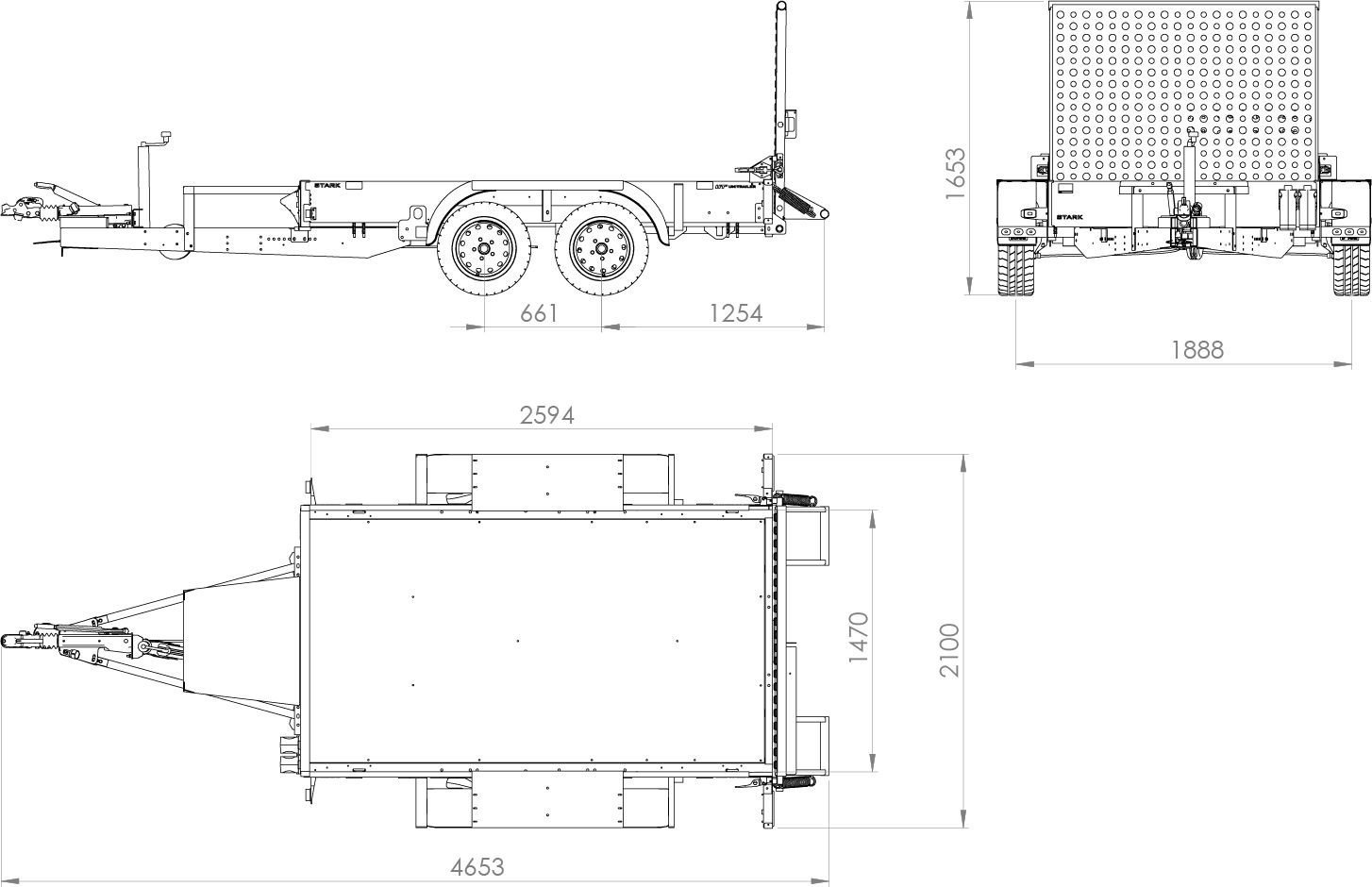 Remorque de chantier pour le transport d’une mini pelle – UNITRAILER STARK 3 260 – Image 11