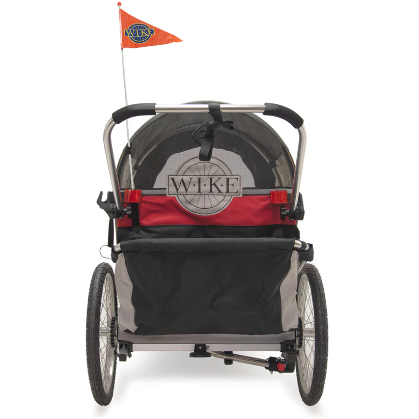 Remorque vélo 2 places 60 kg Wike - Premium Double - Poussette et Kit de Jogging inclus - marine/marron – Image 5