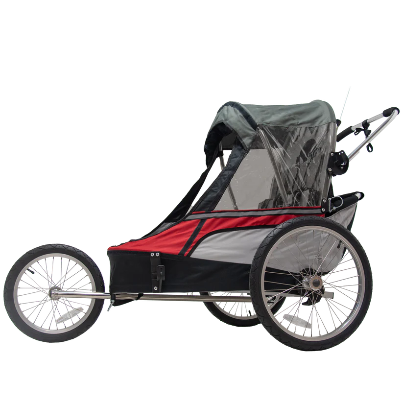 Remorque vélo 2 places 60 kg Wike - Premium Double - Poussette et Kit de Jogging inclus - marine/marron – Image 4