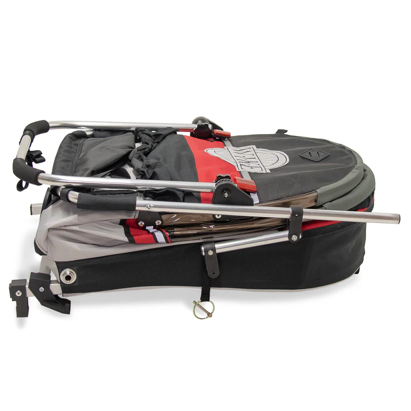 Remorque vélo 2 places 60 kg Wike - Premium Double - Poussette et Kit de Jogging inclus - marine/marron – Image 3