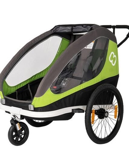 Hamax Traveller Bike Trailer for 2 Kids, incl. drawbar and buggy wheel - black/grey