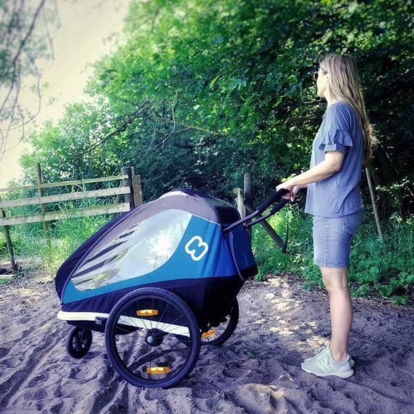 Hamax Traveller Bike Trailer for 2 Kids, incl. drawbar and buggy wheel - black/grey – Image 2