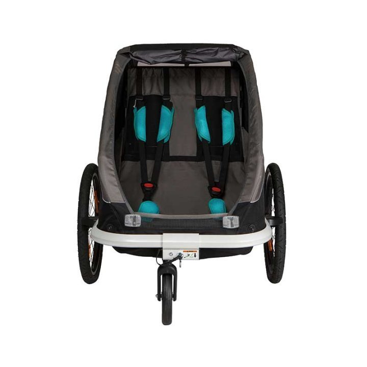 Hamax Traveller Bike Trailer for 2 Kids, incl. drawbar and buggy wheel - black/grey – Image 9