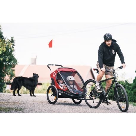 Remorque vélo charge 100 kg Hamax Outback pour 2 Enfants - rouge / noir – Image 2